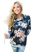 Charcoal Coral Floral Drawstring Hoodie